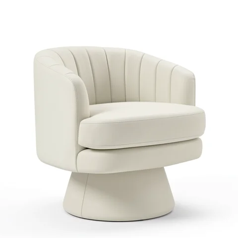 Swivel Accent Chair - Modern Barrel Seat with Curved Back