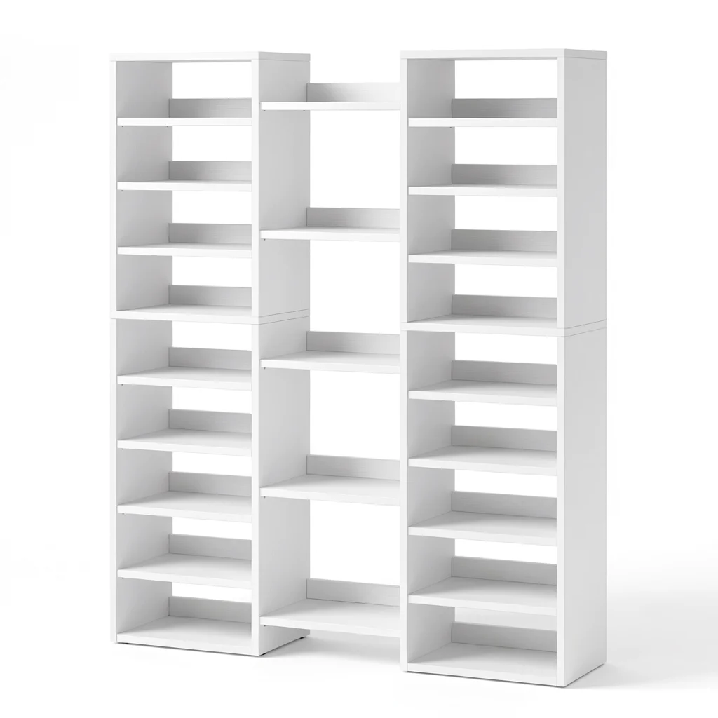 The Tall Shoe Rack — White Wood Multi-Tier Storage