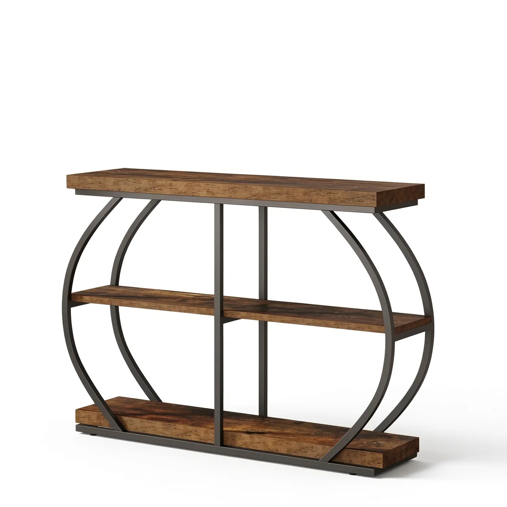 The Arched Industrial Console — Tiered with Steel Frame