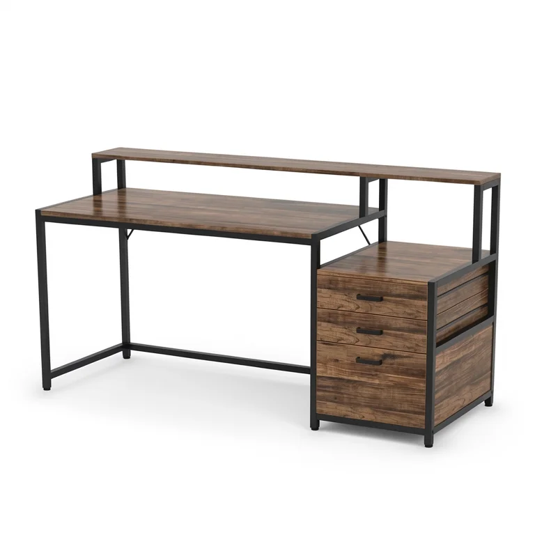The Desk That Doesn't Wobble — Industrial with File Drawer lifestyle