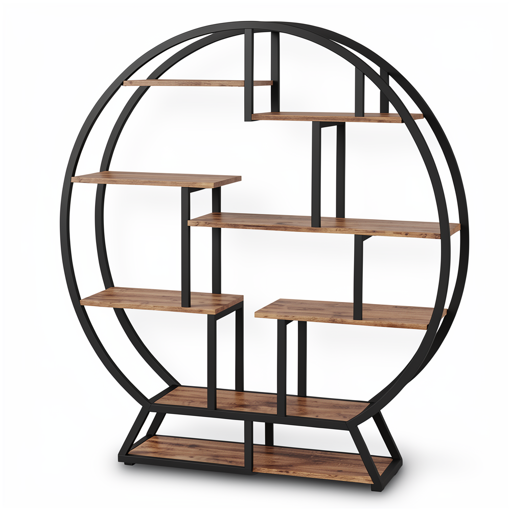 The Round Industrial Etagere — Staggered Shelf Display