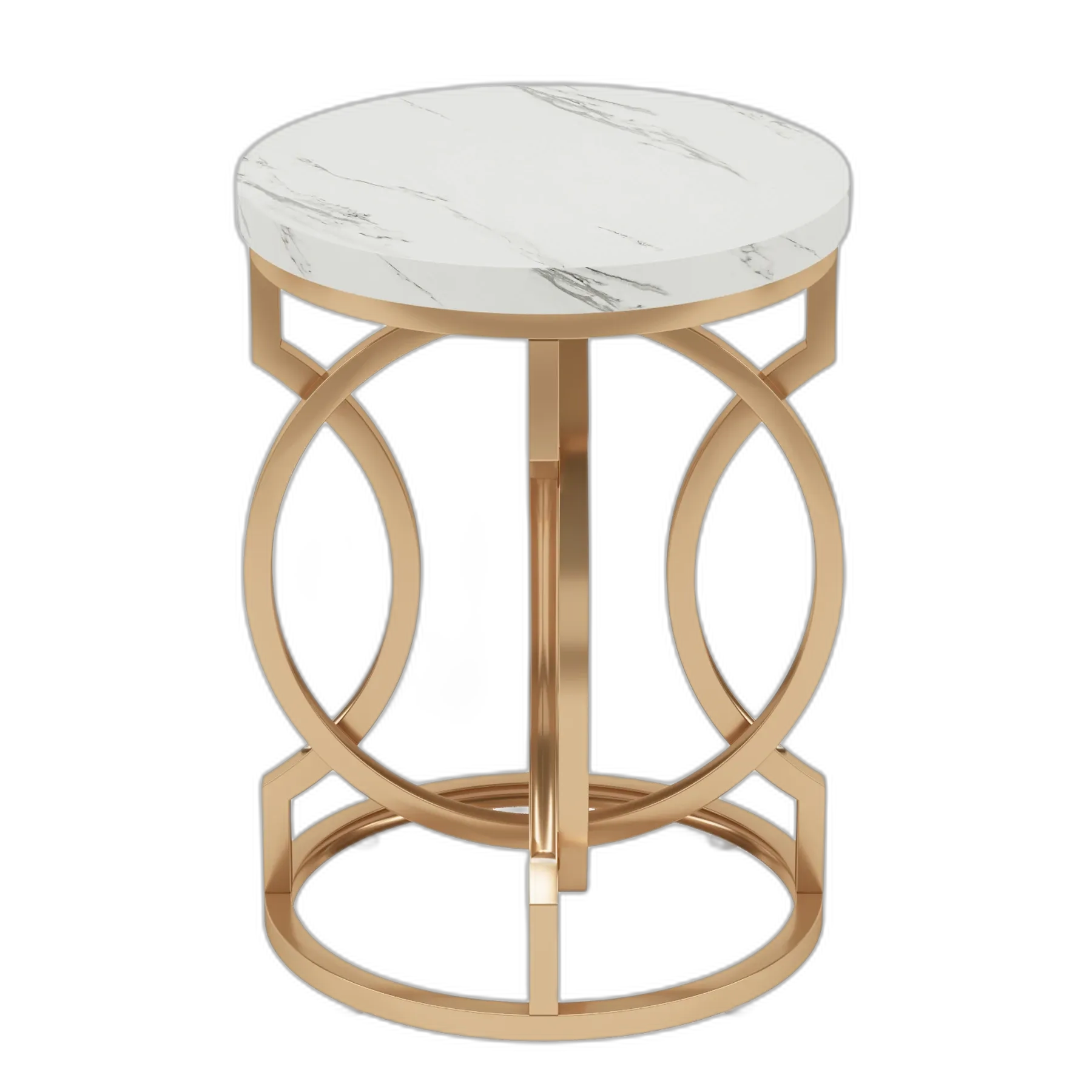 The Gold-Base End Table — Faux Marble Top