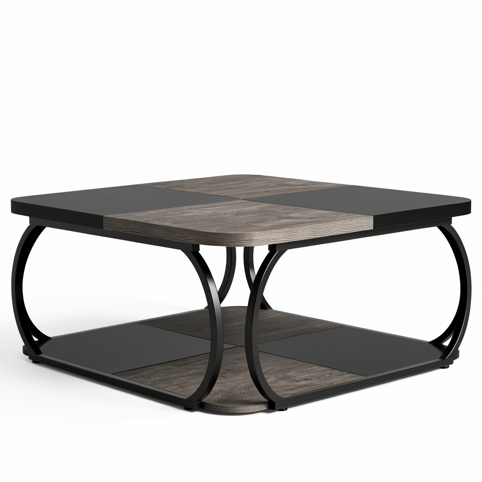The Farmhouse Coffee Table — Square Wood Top, Metal Frame
