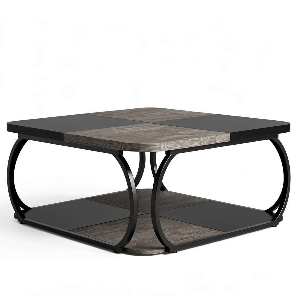 The Farmhouse Coffee Table — Square Wood Top, Metal Frame lifestyle