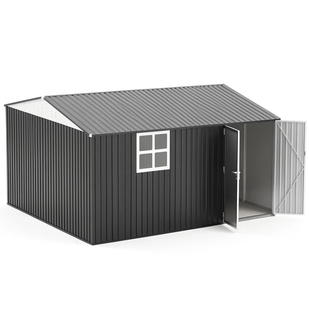 Heavy-Duty Metal Outdoor Storage Shed with Window