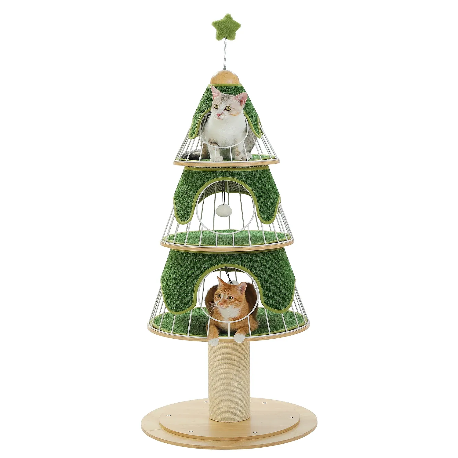 Christmas Cat Tree — 3-Tier Festive Cat Tower with Snow Decor lifestyle