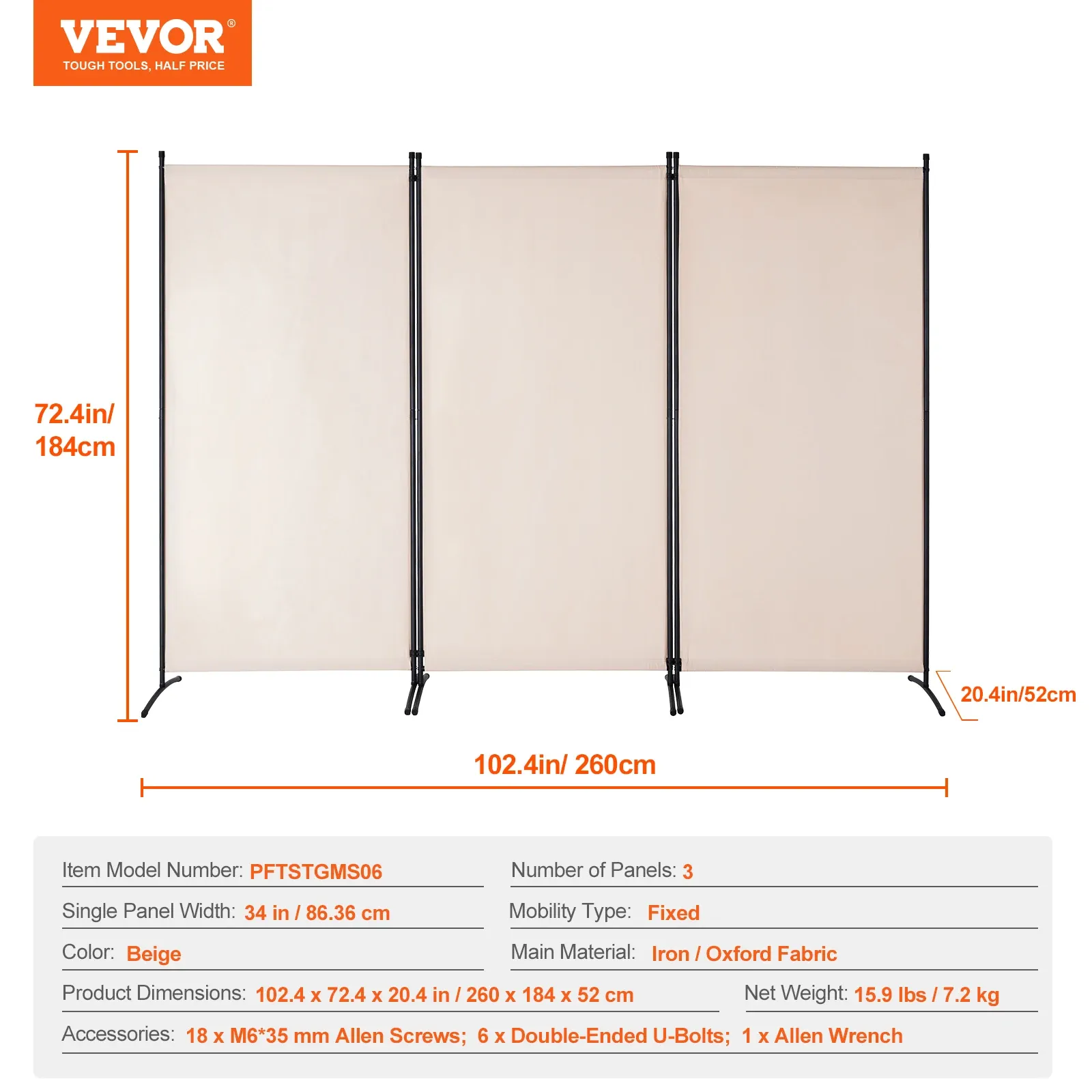 The Room Divider — Folding Privacy Screen, Freestanding