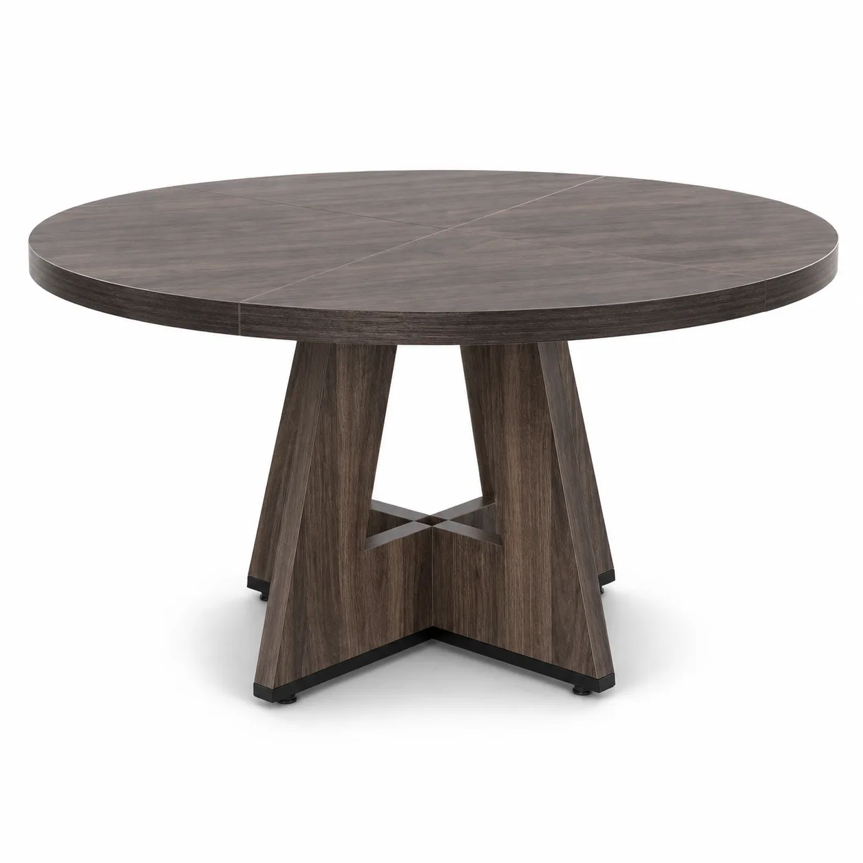 Dark Gray Round Dining Table for 4, 47 Inch Farmhouse Kitchen Table Small Dinner Table Kitchen Dining Table for Dining Room