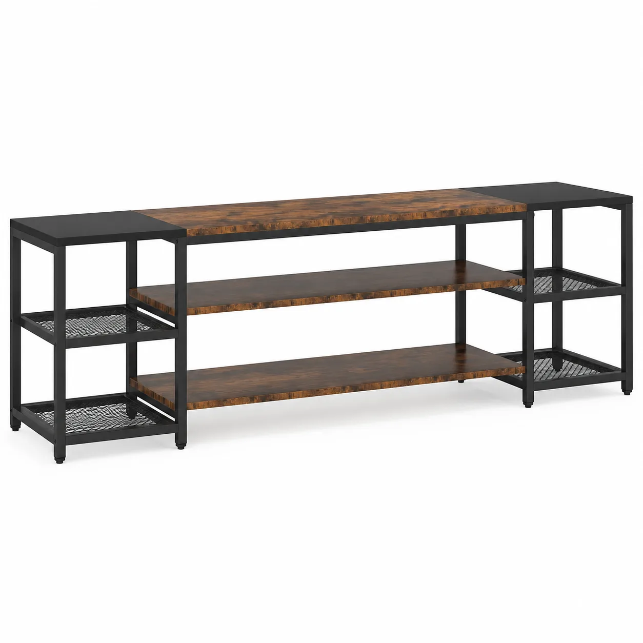 Brown 78 Inch TV Stand for TVs up to 85 Inch, Media Entertainment Center Console Table, 3-Tier TV Console Table