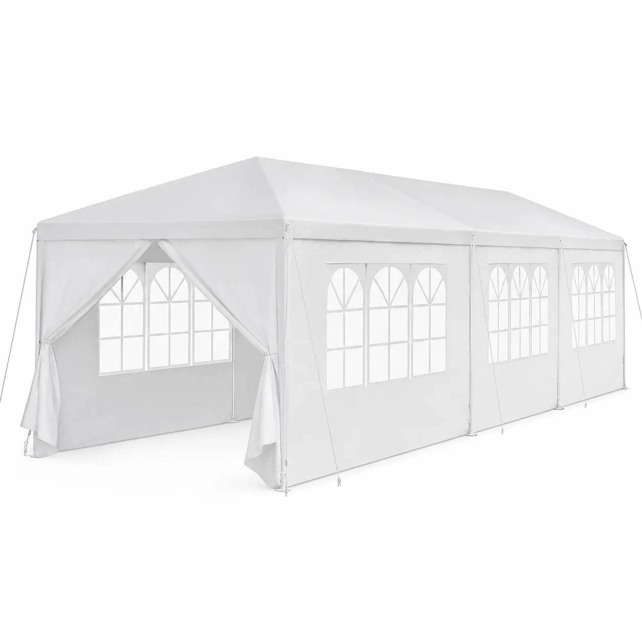 White 3*9m 7-Sided Iron PE Cloth Spiral Pipe Pergola