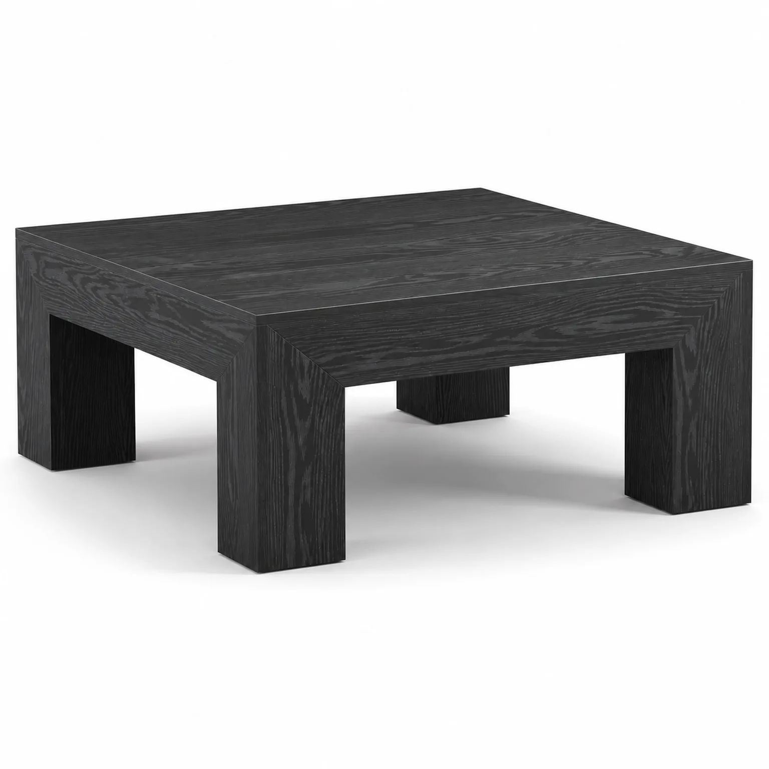 Black 39.4-Inch Square Coffee Table for Living Room, Farmhouse All MDF Accent Center Cocktail Table with Sturdy Wooden Legs