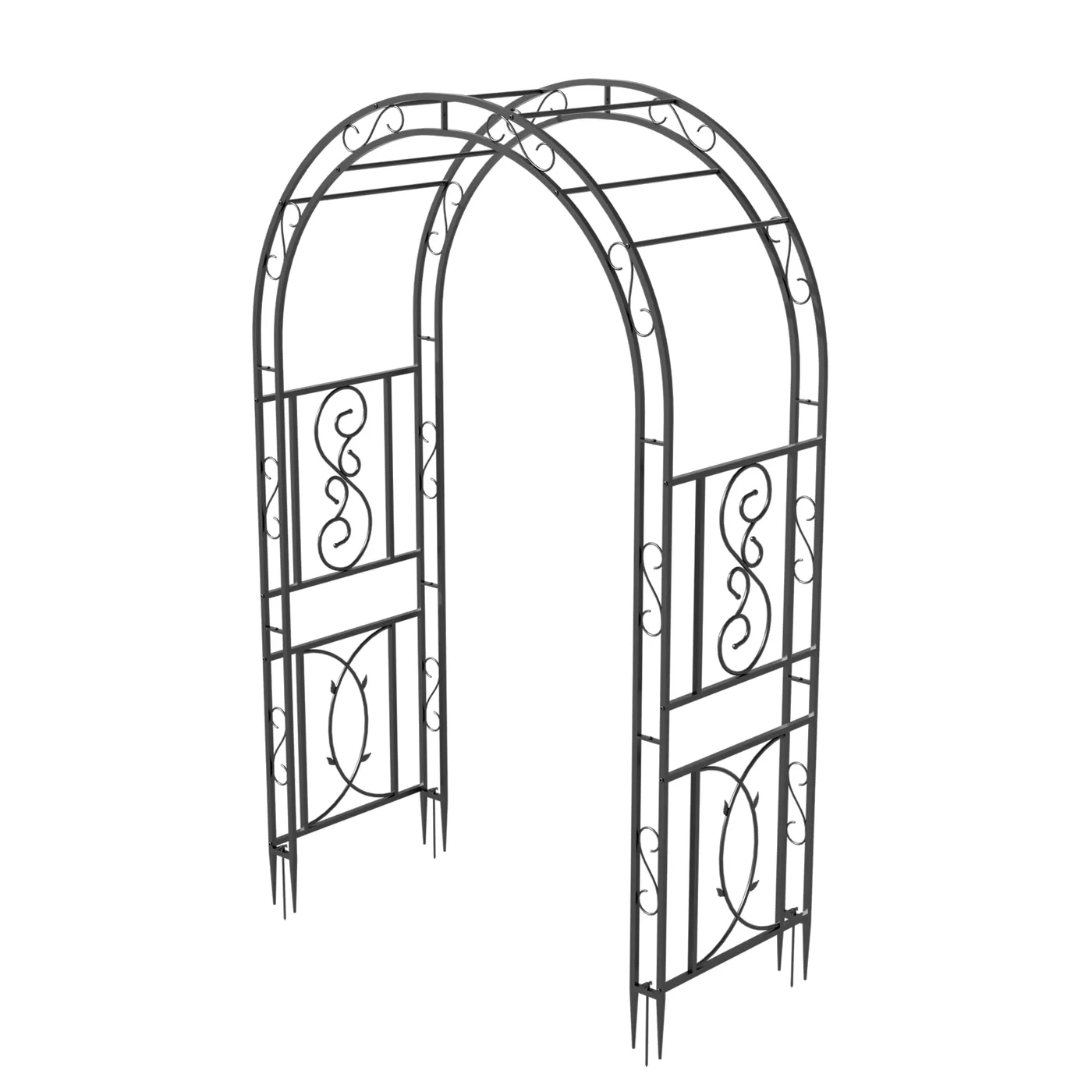 Black Heavy Duty Metal Garden Arbor Vine Flower Frame Plant Arch Trellis for Clambing