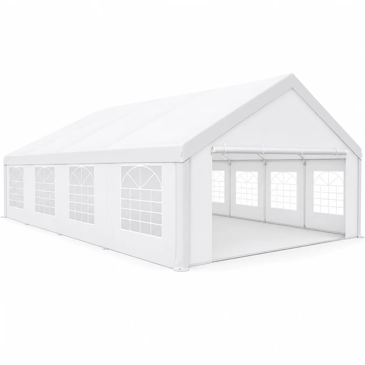 White 20x30ft Party Tent Gazebo Heavy Duty Canopy Banquet Shed Pavilion With 6 Sidewall