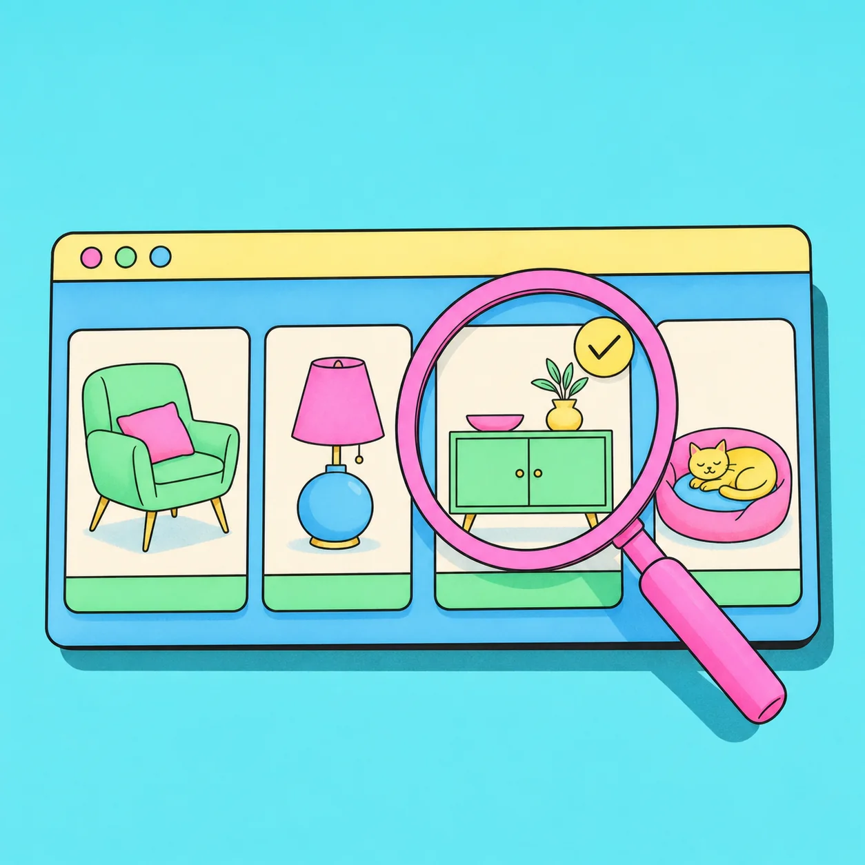 Illustration of a curated online product selection
