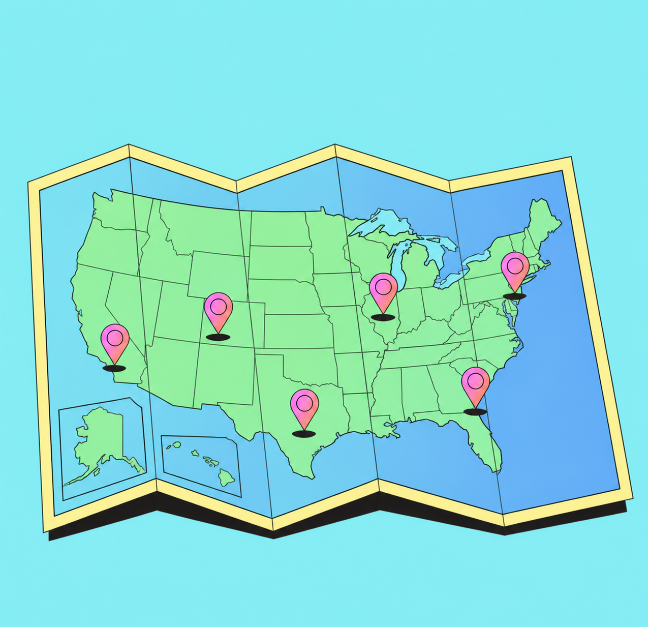 Illustrated map showing Hoopen delivery across the United States